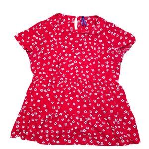 Seraphine Women's Maternity & Nursing Red Floral Woven Tee sz 10